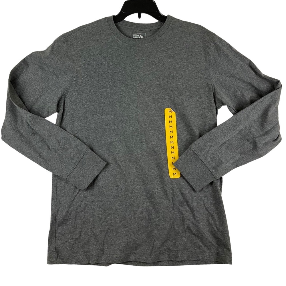 Eddie Bauer Mens Long Sleeve Brushed Jersey T-Shirt Grey EB008607 Medium NWT